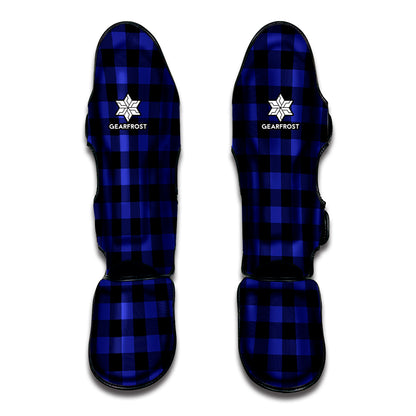 Violet And Black Buffalo Check Print Muay Thai Shin Guard