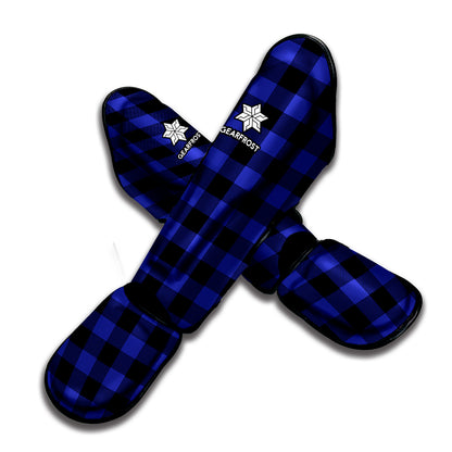 Violet And Black Buffalo Check Print Muay Thai Shin Guard