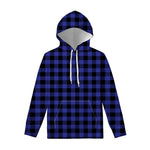 Navy Blue And Black Buffalo Check Print Pullover Hoodie