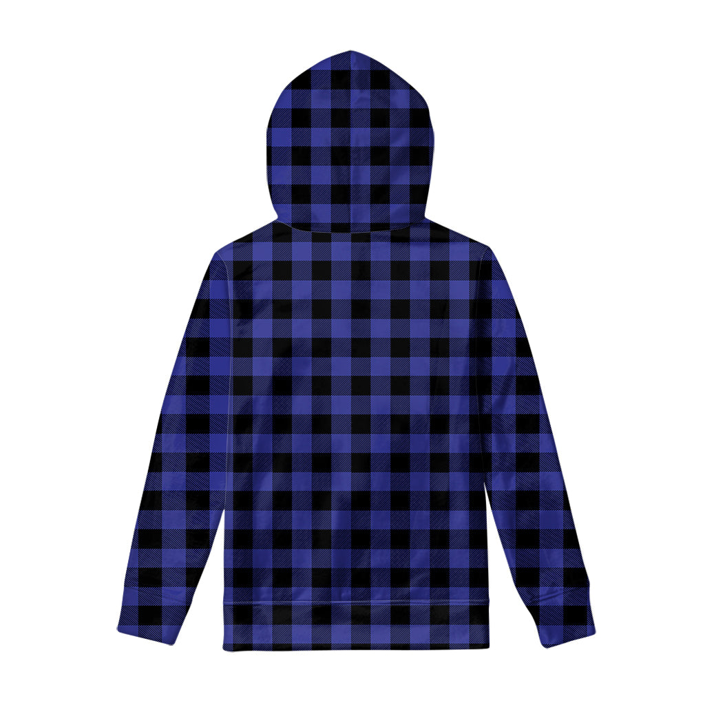 Navy Blue And Black Buffalo Check Print Pullover Hoodie
