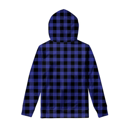 Navy Blue And Black Buffalo Check Print Pullover Hoodie
