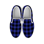 Violet And Black Buffalo Check Print White Slip On Shoes