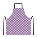 Violet And White Gingham Pattern Print Apron
