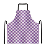 Violet And White Gingham Pattern Print Apron