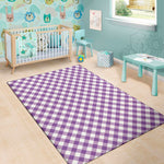 Violet And White Gingham Pattern Print Area Rug