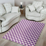 Violet And White Gingham Pattern Print Area Rug