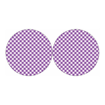 Violet And White Gingham Pattern Print Car Coasters
