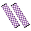Violet And White Gingham Pattern Print Car Seat Belt Covers