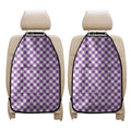 Violet And White Gingham Pattern Print Car Seat Organizers