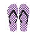 Violet And White Gingham Pattern Print Flip Flops