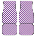 Violet And White Gingham Pattern Print Front and Back Car Floor Mats