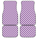 Violet And White Gingham Pattern Print Front and Back Car Floor Mats