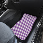Violet And White Gingham Pattern Print Front and Back Car Floor Mats
