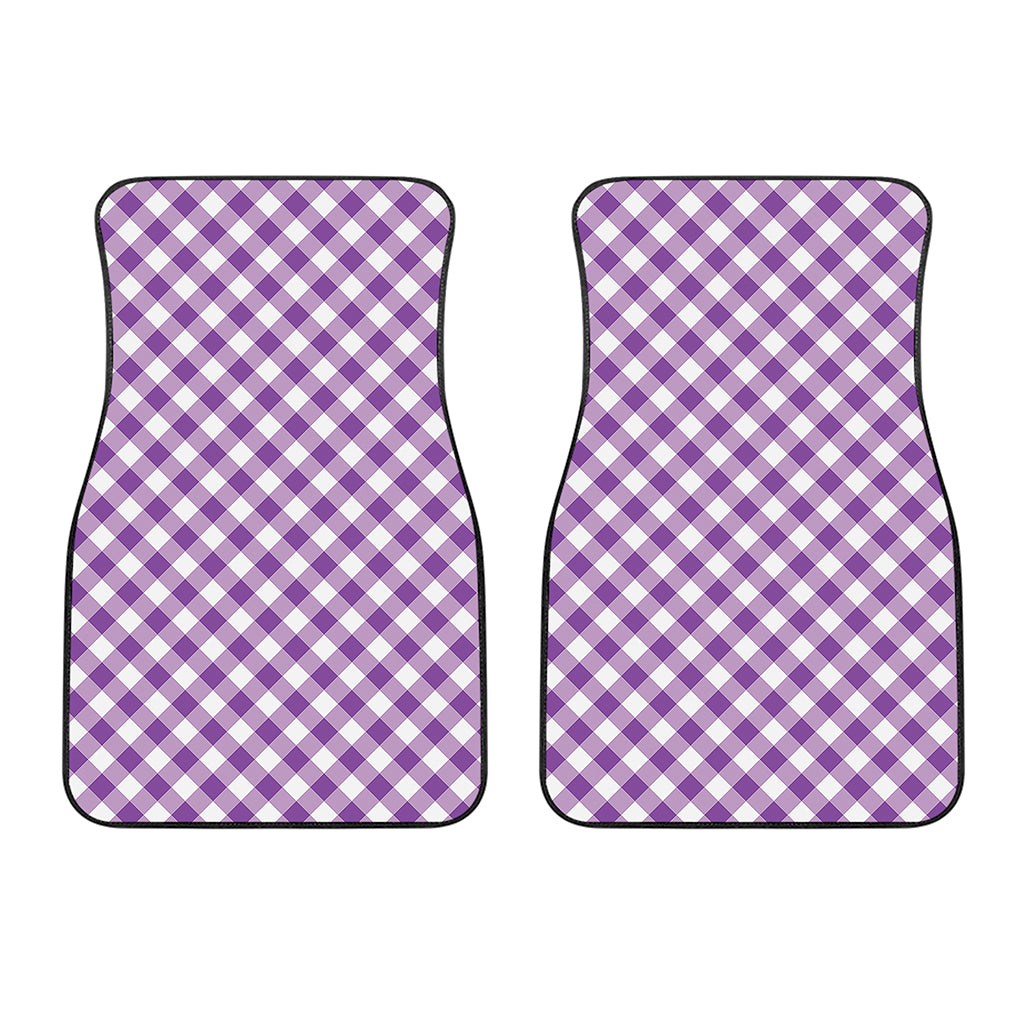Violet And White Gingham Pattern Print Front Car Floor Mats