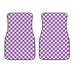 Violet And White Gingham Pattern Print Front Car Floor Mats