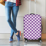 Violet And White Gingham Pattern Print Luggage Cover