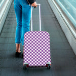 Violet And White Gingham Pattern Print Luggage Cover