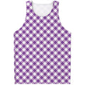 Violet And White Gingham Pattern Print Men's Tank Top