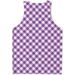 Violet And White Gingham Pattern Print Men's Tank Top
