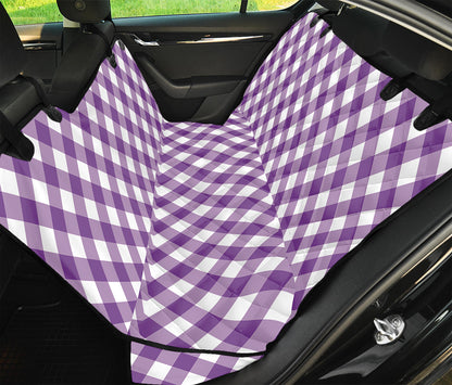 Violet And White Gingham Pattern Print Pet Car Back Seat Cover