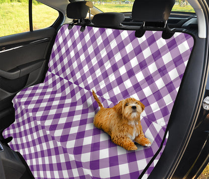 Violet And White Gingham Pattern Print Pet Car Back Seat Cover