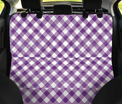 Violet And White Gingham Pattern Print Pet Car Back Seat Cover