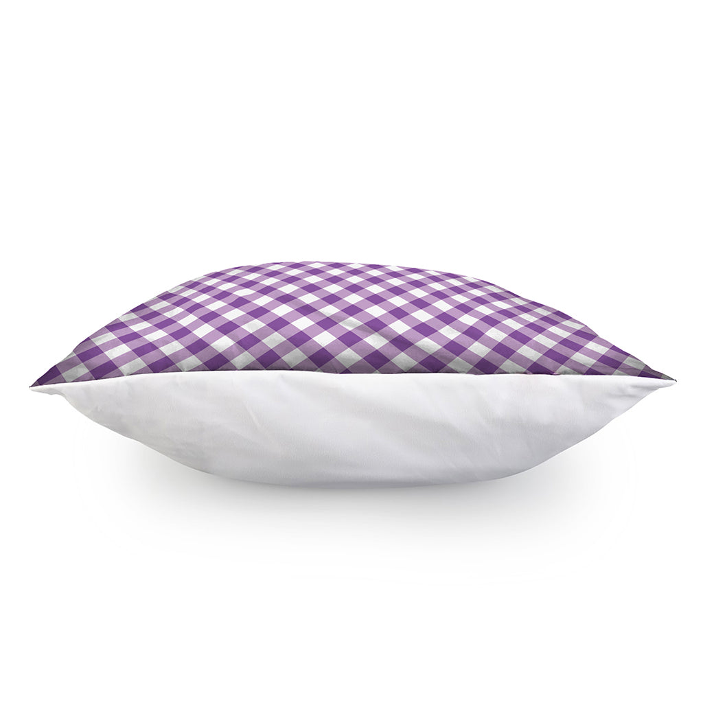 Violet And White Gingham Pattern Print Pillow Cover