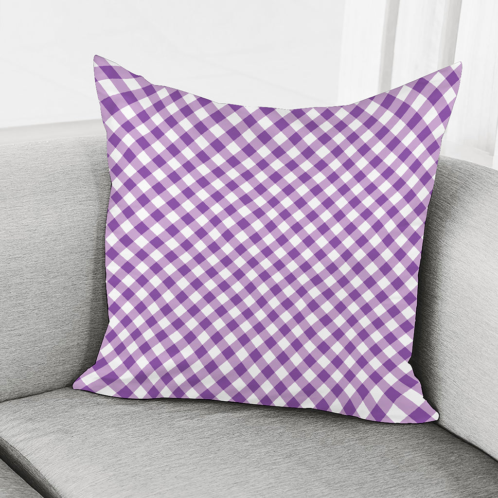 Violet And White Gingham Pattern Print Pillow Cover