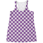 Violet And White Gingham Pattern Print Women's Racerback Tank Top