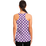 Violet And White Gingham Pattern Print Women's Racerback Tank Top