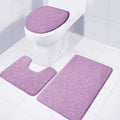 Violet Knitted Pattern Print 3 Piece Bath Mat Set