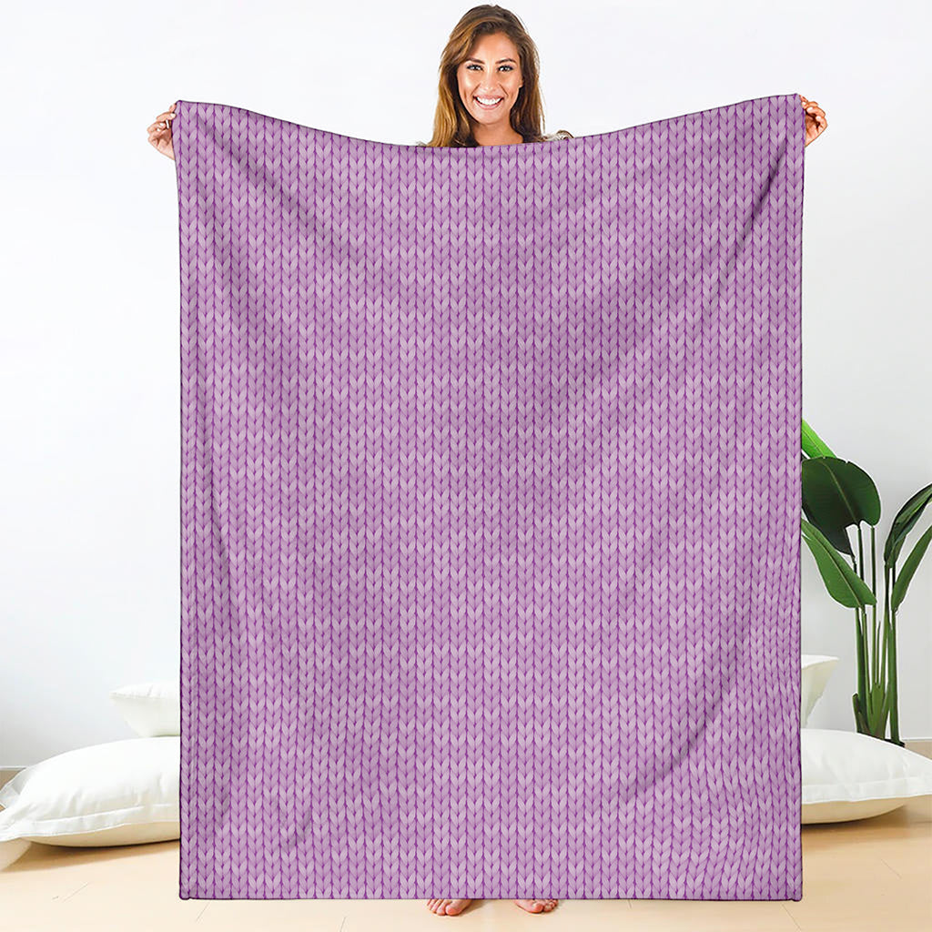Violet Knitted Pattern Print Blanket