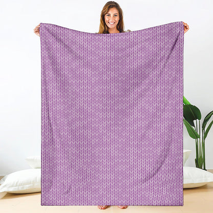 Violet Knitted Pattern Print Blanket