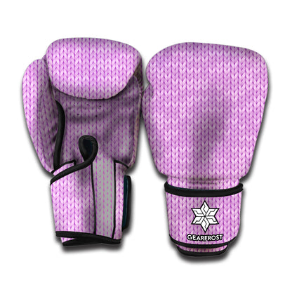 Violet Knitted Pattern Print Boxing Gloves