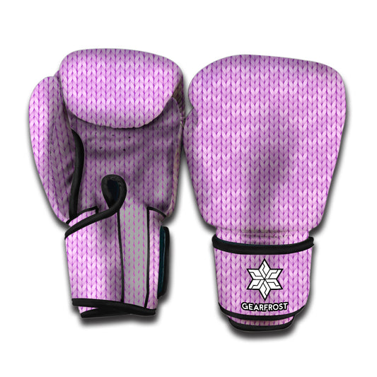 Violet Knitted Pattern Print Boxing Gloves