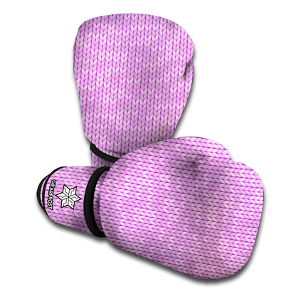 Violet Knitted Pattern Print Boxing Gloves