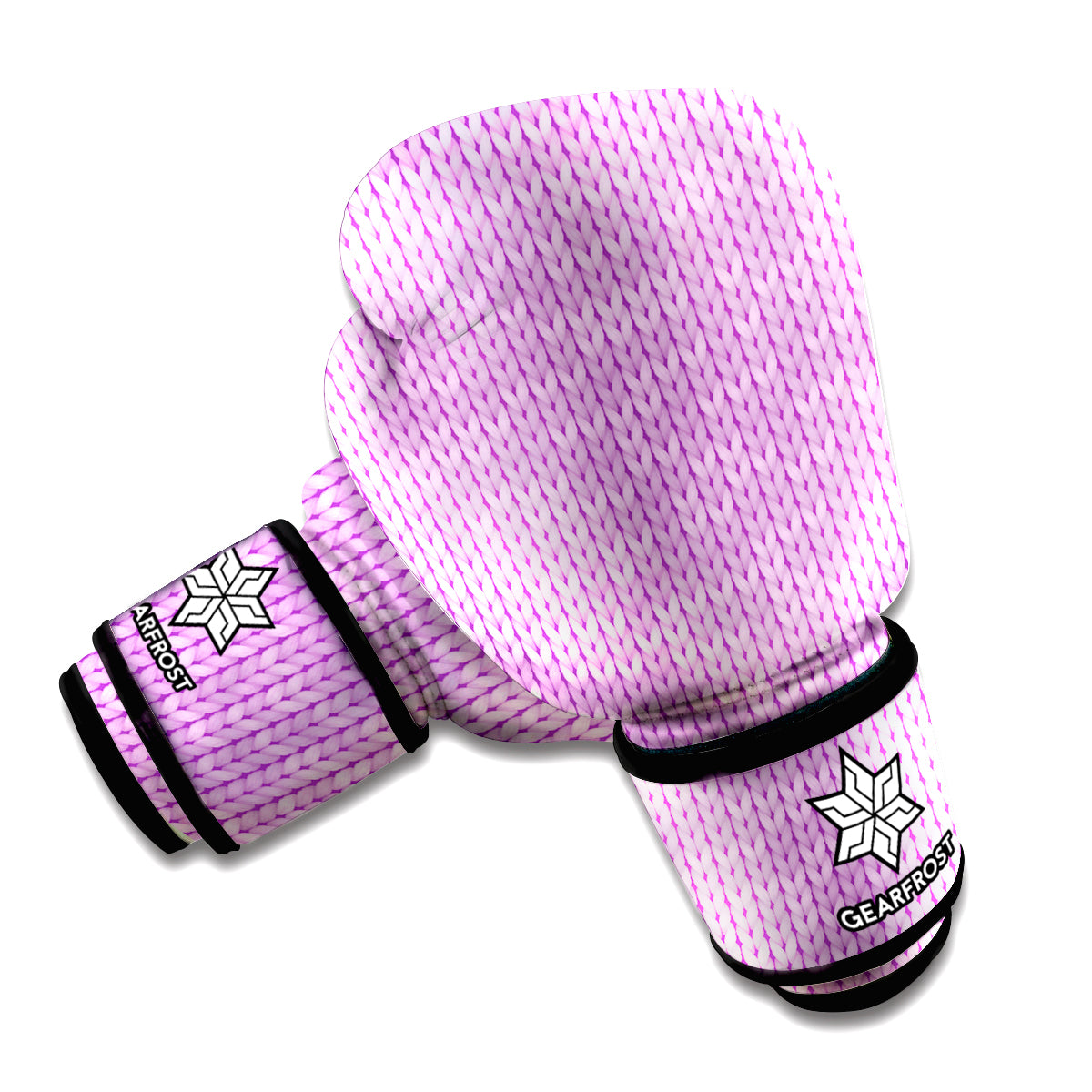 Violet Knitted Pattern Print Boxing Gloves