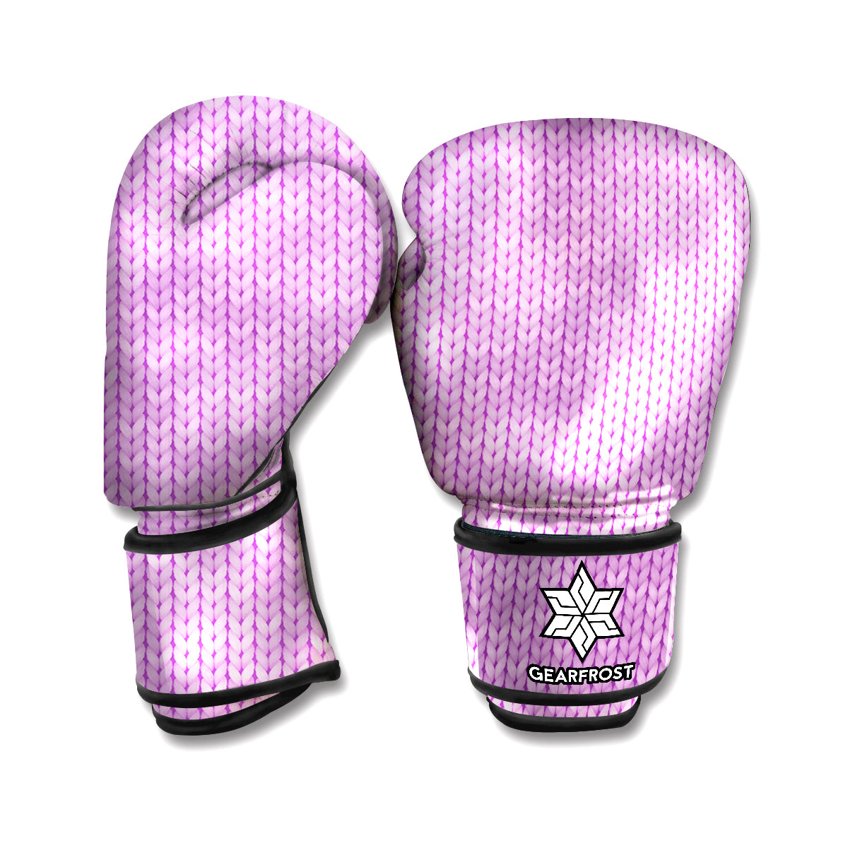 Violet Knitted Pattern Print Boxing Gloves