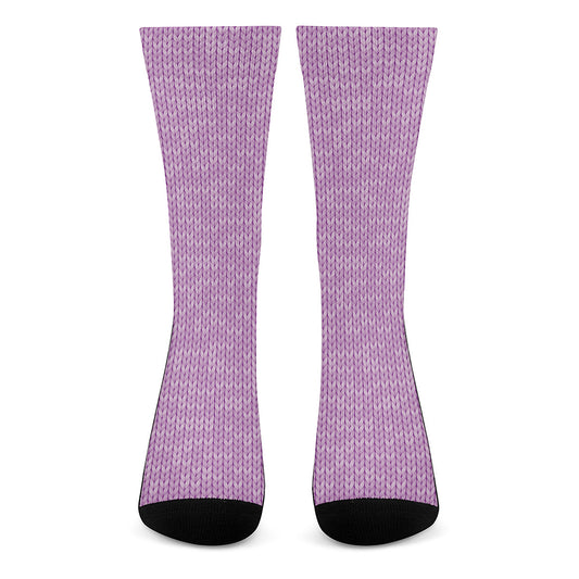 Violet Knitted Pattern Print Crew Socks