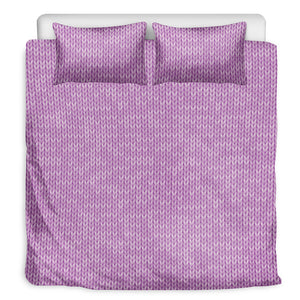 Violet Knitted Pattern Print Duvet Cover Bedding Set