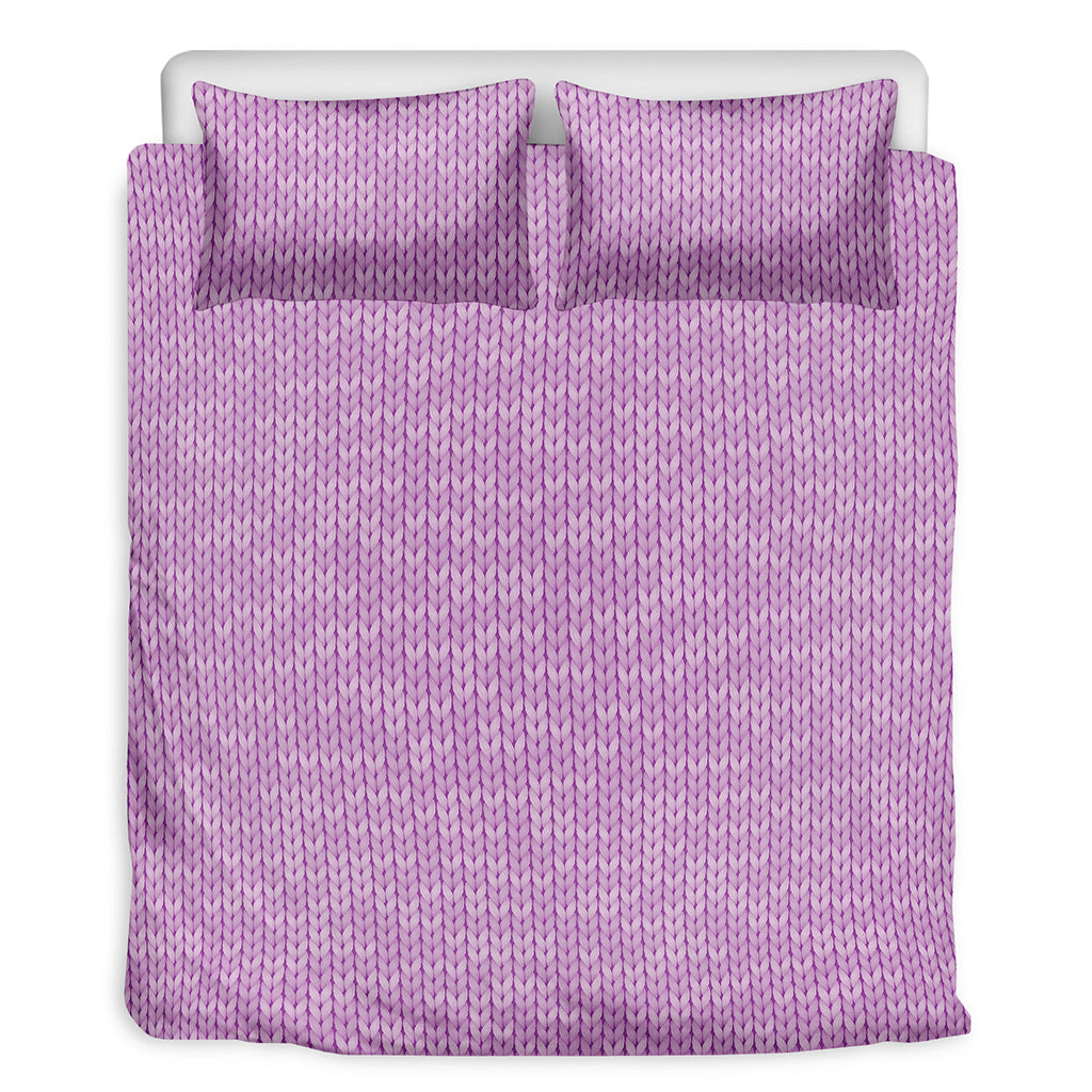 Violet Knitted Pattern Print Duvet Cover Bedding Set