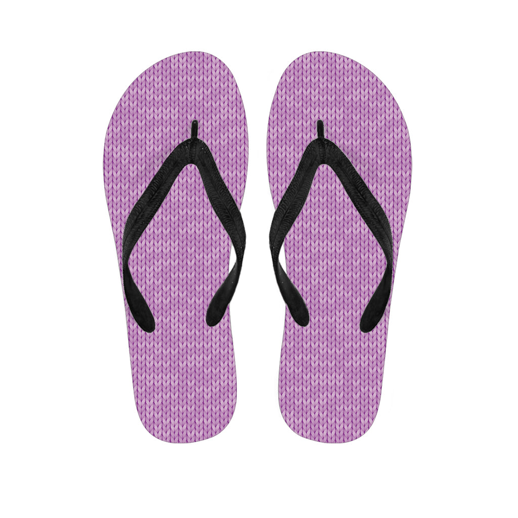Violet Knitted Pattern Print Flip Flops
