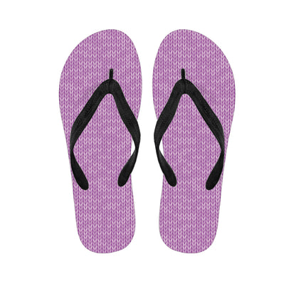Violet Knitted Pattern Print Flip Flops