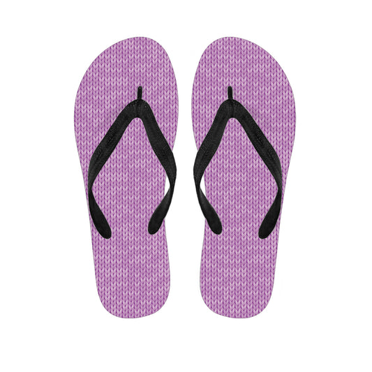 Violet Knitted Pattern Print Flip Flops