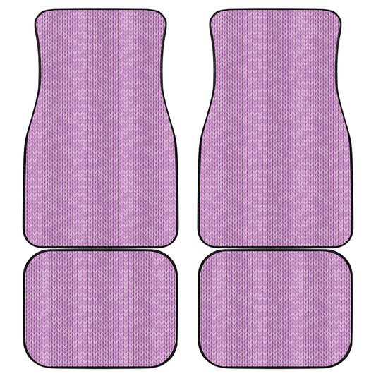 Violet Knitted Pattern Print Front and Back Car Floor Mats