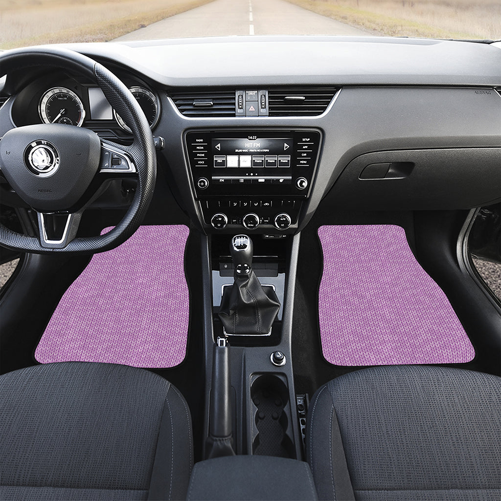 Violet Knitted Pattern Print Front and Back Car Floor Mats
