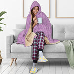 Violet Knitted Pattern Print Hooded Blanket