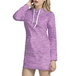 Violet Knitted Pattern Print Hoodie Dress