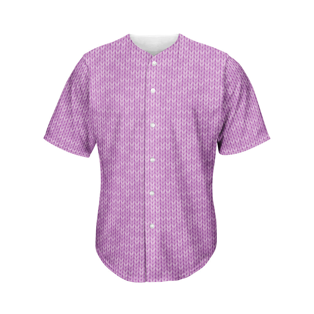 Violet Knitted Pattern Print Men's Baseball Jersey