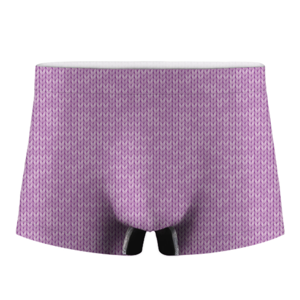 Violet Knitted Pattern Print Men's Boxer Briefs
